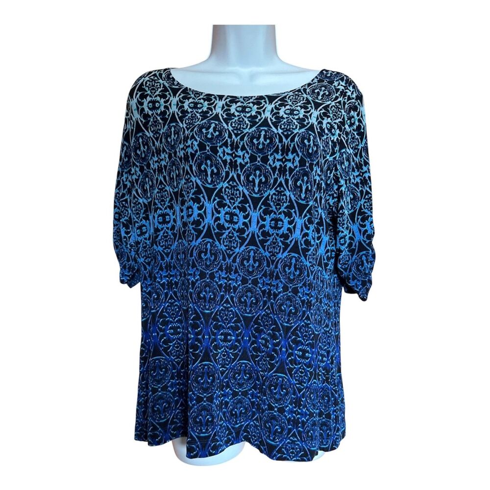 Chico's Travelers Collection Ombre Medallion Tunic Top Slinky Size 2/ Large